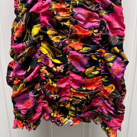 For Love And Lemons Pink, Black, Yellow Floral Cocktail Dress - Picture 9 of 16